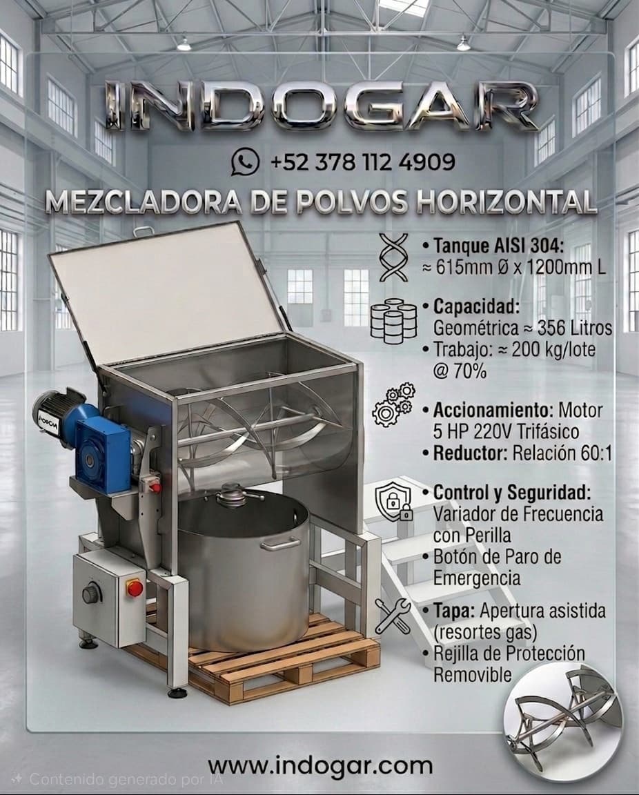 Mezcladora de Polvos Horizontal